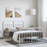 Metal Bed Frame without Mattress with Footboard White 135x190 cm