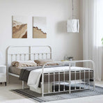 Metal Bed Frame without Mattress with Footboard White 135x190 cm