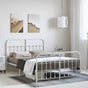 Metal Bed Frame without Mattress with Footboard White 135x190 cm