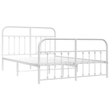 Metal Bed Frame without Mattress with Footboard White 150x200 cm - Side View