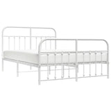Metal Bed Frame without Mattress with Footboard White 150x200 cm