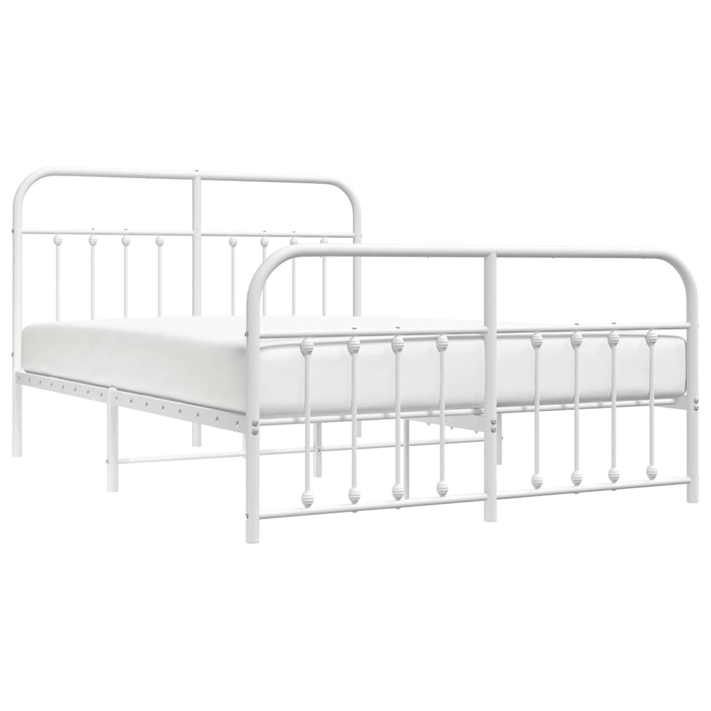 Metal Bed Frame without Mattress with Footboard White 150x200 cm