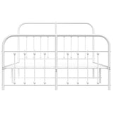 Metal Bed Frame without Mattress with Footboard White 150x200 cm