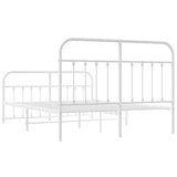 Metal Bed Frame without Mattress with Footboard White 150x200 cm - Low Angle