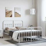 Metal Bed Frame without Mattress with Footboard White 150x200 cm