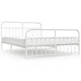 Metal Bed Frame without Mattress with Footboard White 183x203 cm King - Front View
