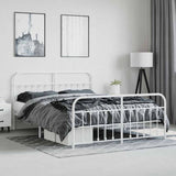 Metal Bed Frame without Mattress with Footboard White 183x203 cm King