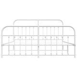 Metal Bed Frame without Mattress with Footboard White 183x203 cm King