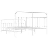 Metal Bed Frame without Mattress with Footboard White 183x203 cm King