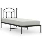 Metal Bed Frame without Mattress with Headboard Black 90x190 cm