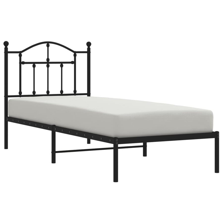 Metal Bed Frame without Mattress with Headboard Black 90x190 cm