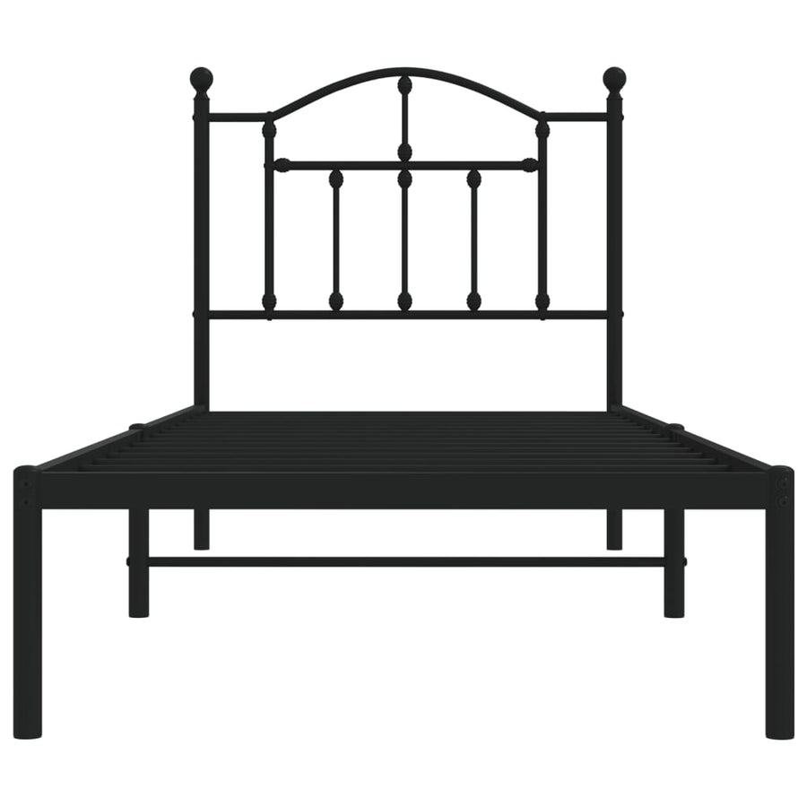 Metal Bed Frame without Mattress with Headboard Black 90x190 cm