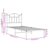 Metal Bed Frame without Mattress with Headboard Black 90x190 cm - Extra Image