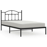 Metal Bed Frame without Mattress with Headboard Black 107x203 cm King Single