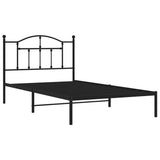 Metal Bed Frame without Mattress with Headboard Black 107x203 cm King Single - Side View