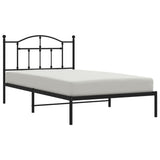 Metal Bed Frame without Mattress with Headboard Black 107x203 cm King Single - Top-Down View