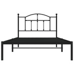 Metal Bed Frame without Mattress with Headboard Black 107x203 cm King Single