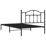 Metal Bed Frame without Mattress with Headboard Black 107x203 cm King Single - Close-Up Angle