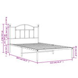 Metal Bed Frame without Mattress with Headboard Black 107x203 cm King Single - Extra Image