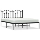 Metal Bed Frame without Mattress with Headboard Black 135x190 cm