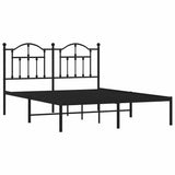 Metal Bed Frame without Mattress with Headboard Black 135x190 cm