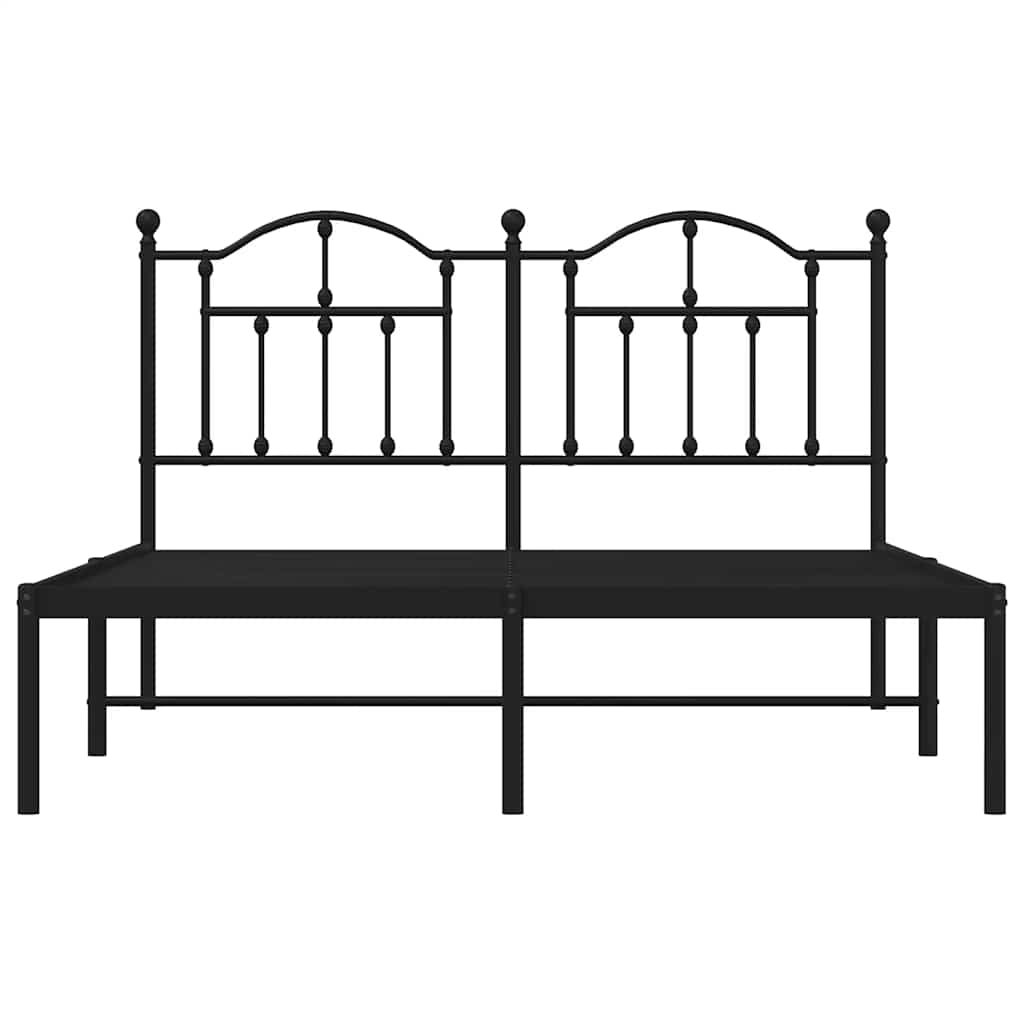 Metal Bed Frame without Mattress with Headboard Black 135x190 cm