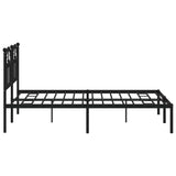 Metal Bed Frame without Mattress with Headboard Black 135x190 cm - Close-Up Angle