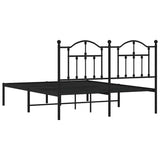 Metal Bed Frame without Mattress with Headboard Black 135x190 cm - Low Angle