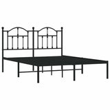 Metal Bed Frame without Mattress with Headboard Black 150x200 cm - Side View