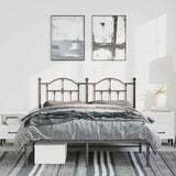 Metal Bed Frame without Mattress with Headboard Black 150x200 cm - Top-Down View