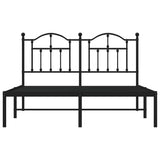 Metal Bed Frame without Mattress with Headboard Black 150x200 cm - Rear View