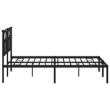 Metal Bed Frame without Mattress with Headboard Black 150x200 cm - Close-Up Angle