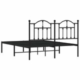 Metal Bed Frame without Mattress with Headboard Black 150x200 cm - Low Angle