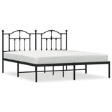 Metal Bed Frame without Mattress with Headboard Black 183x203 cm King - Front View