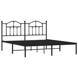 Metal Bed Frame without Mattress with Headboard Black 183x203 cm King - Side View