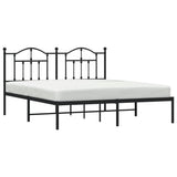 Metal Bed Frame without Mattress with Headboard Black 183x203 cm King - Top-Down View