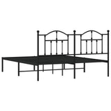 Metal Bed Frame without Mattress with Headboard Black 183x203 cm King - Close-Up Angle