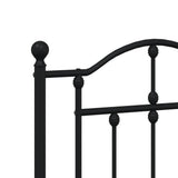 Metal Bed Frame without Mattress with Headboard Black 183x203 cm King - Low Angle