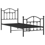 Metal Bed Frame without Mattress with Footboard Black 90x190 cm