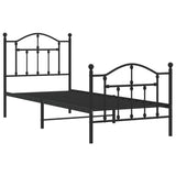 Metal Bed Frame without Mattress with Footboard Black 90x190 cm - Side View