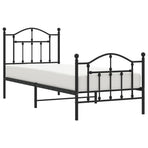 Metal Bed Frame without Mattress with Footboard Black 90x190 cm