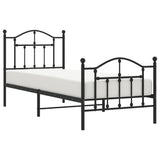 Metal Bed Frame without Mattress with Footboard Black 90x190 cm - Top-Down View