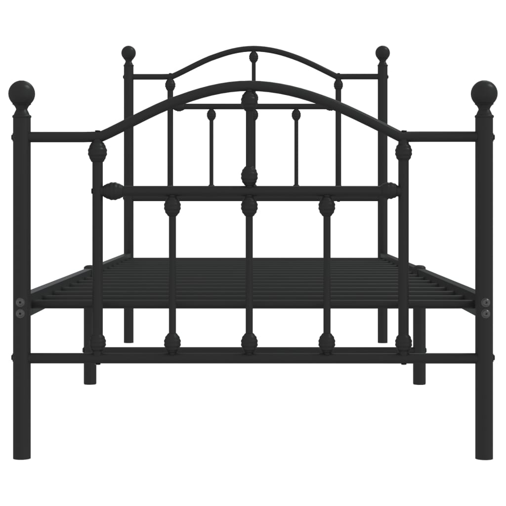 Metal Bed Frame without Mattress with Footboard Black 90x190 cm