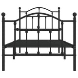 Metal Bed Frame without Mattress with Footboard Black 90x190 cm