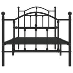 Metal Bed Frame without Mattress with Footboard Black 90x190 cm
