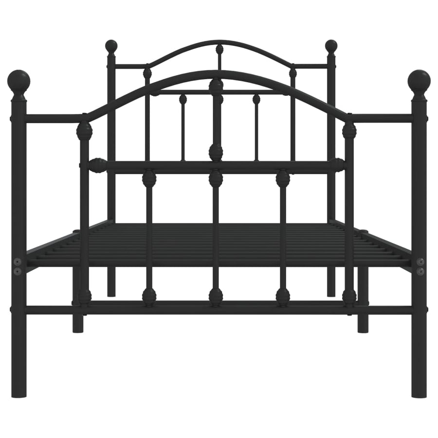 Metal Bed Frame without Mattress with Footboard Black 90x190 cm