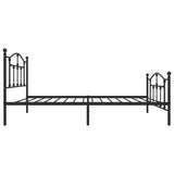 Metal Bed Frame without Mattress with Footboard Black 90x190 cm