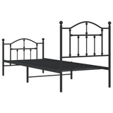 Metal Bed Frame without Mattress with Footboard Black 90x190 cm