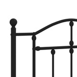 Metal Bed Frame without Mattress with Footboard Black 90x190 cm