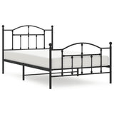 Metal Bed Frame without Mattress with Footboard Black 107x203 cm King Single - Front View